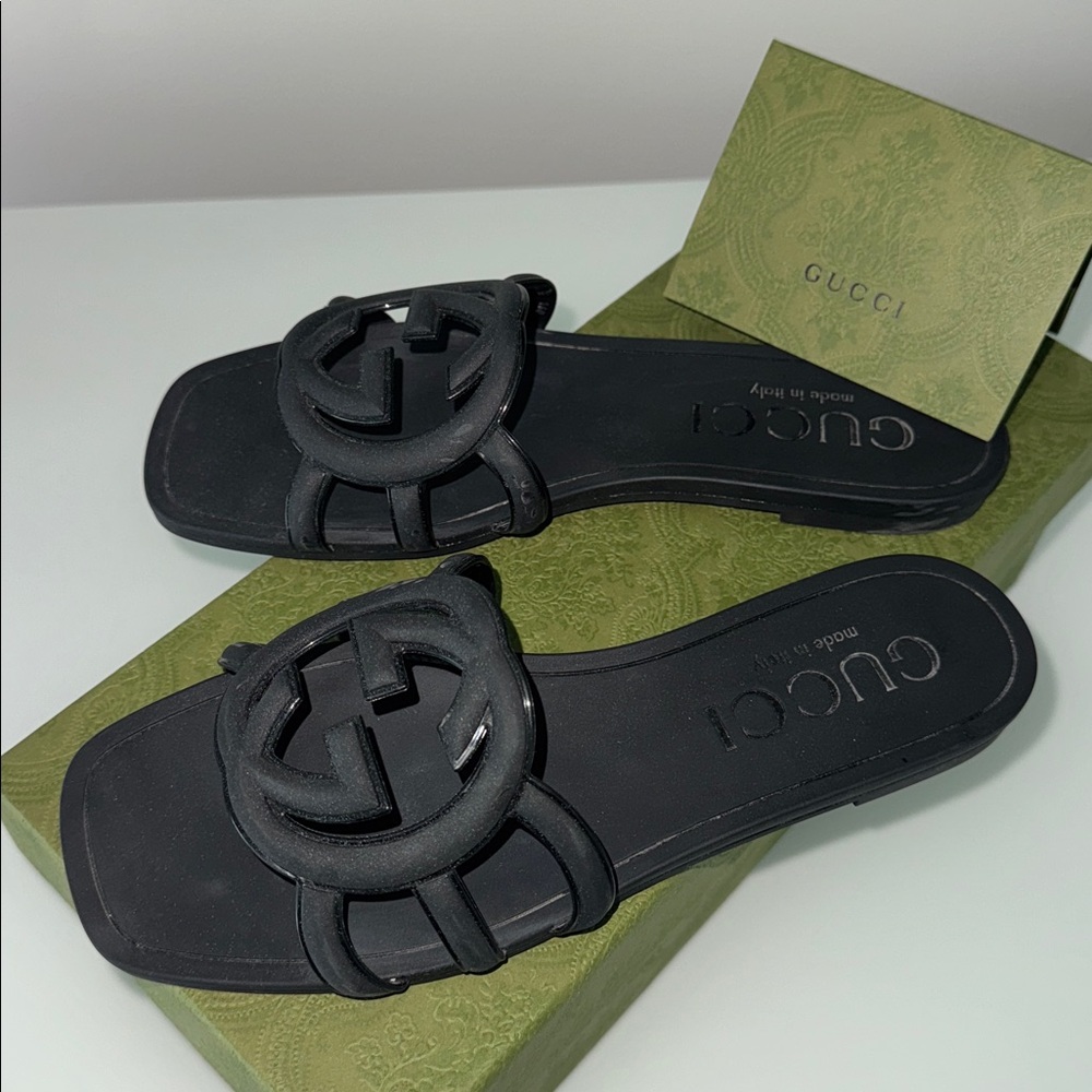 Gucci Black Slide Sandals